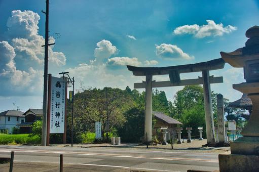 苗村神社 苗村神社 西本殿,西本宮,空の写真素材