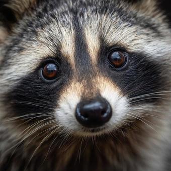 アライグマの顔アップ高精細クローズアップ アライグマの顔アップ高精細クローズアップの写真