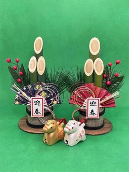 年賀状素材・干支・午年・門松 年賀状,年賀状素材,干支の写真素材