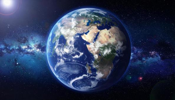 宇宙から見た地球　宇宙空間の写真