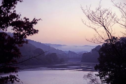 白竜湖朝景6 夜明け,朝焼け,朝の写真素材