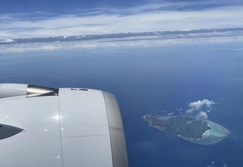 与論島 与論島 与論島,飛行機より望む,地上8000mの写真素材
