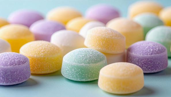 ラムネ菓子、タブレットキャンディー ラムネ菓子、タブレットキャンディーの写真
