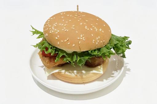 チキンバーガー チキンバーガー,肉,白ごまの写真素材