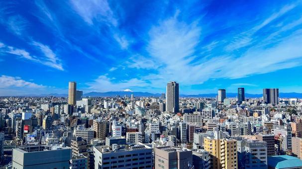 近代都市と青空と富士山_4 近代都市と青空と富士山_4の写真