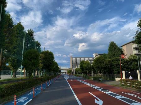 空と道 空,道,道路の写真素材