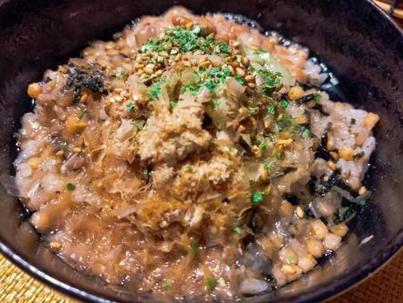 時代劇風田舎茶漬け 時代劇風田舎茶漬け お茶漬け,納豆,かつぶしの写真素材