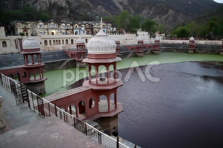 インド　アルワール　王宮貯水池のテラス 海外,インド,旅行の写真素材