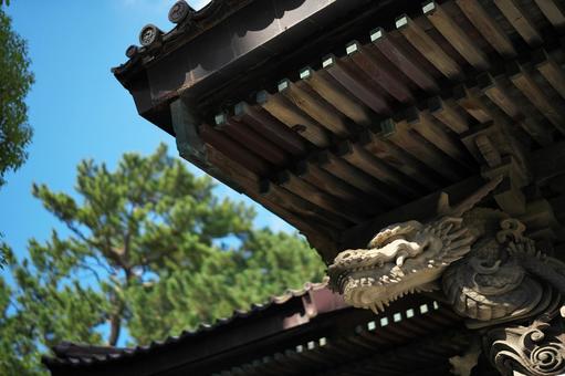 龍が見守る 彫刻,神社,龍の写真素材