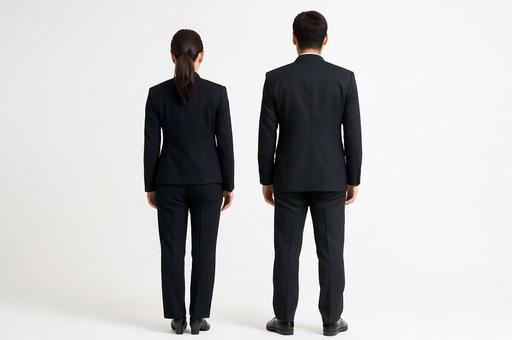 スーツの男女 後ろ姿（パンツ）の写真
