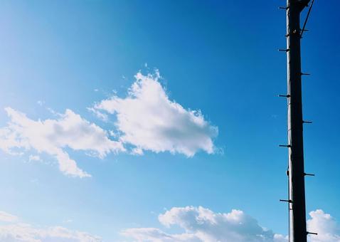 空と電柱 空,晴れ,晴天の写真素材