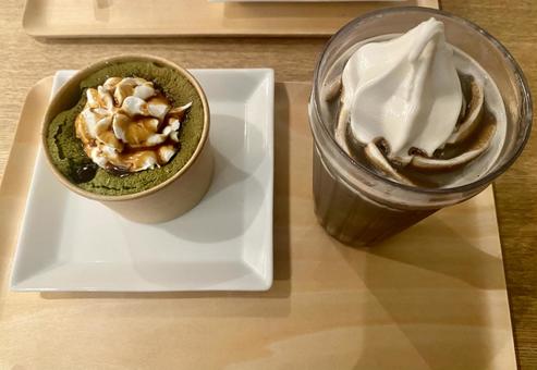 カフェ カフェ カフェ,スイーツ,抹茶の写真素材