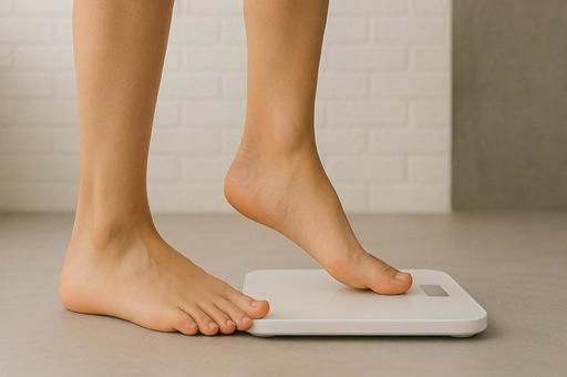 白い体重計に片足を乗せる瞬間・ダイエット 白い体重計に片足を乗せる瞬間・ダイエット 体重計,ダイエット,健康管理の写真素材