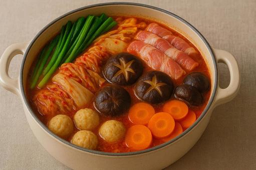 おいしそうなキムチ鍋 おいしそうなキムチ鍋の写真