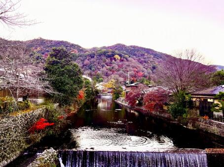 晩秋の嵐山 小渡月橋,嵐山,京都の写真素材
