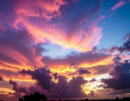 綺麗な夕焼けの風景写真 綺麗な夕焼けの風景写真の写真