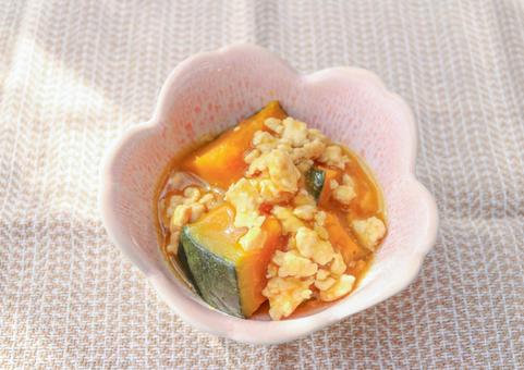 南瓜のそぼろあんかけ かぼちゃ,食べ物,そぼろの写真素材