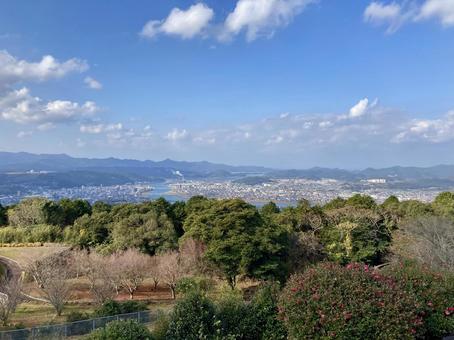 公園の展望台から見た薩摩川内市 公園の展望台から見た薩摩川内市 公園,展望台,風景の写真素材