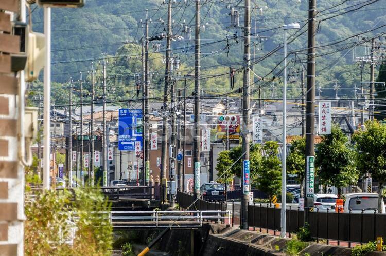 電柱の街 町並み,街,電信柱の写真素材