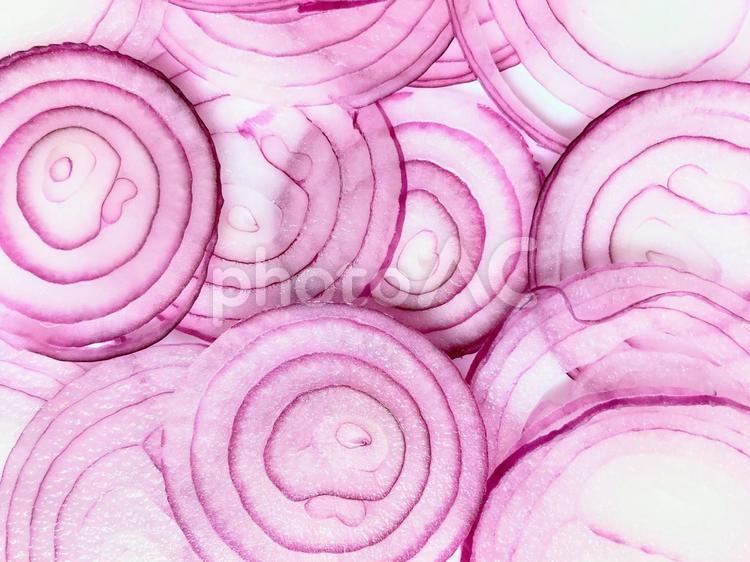 赤タマネギのスライス 野菜,赤タマネギ,赤玉ねぎの写真素材