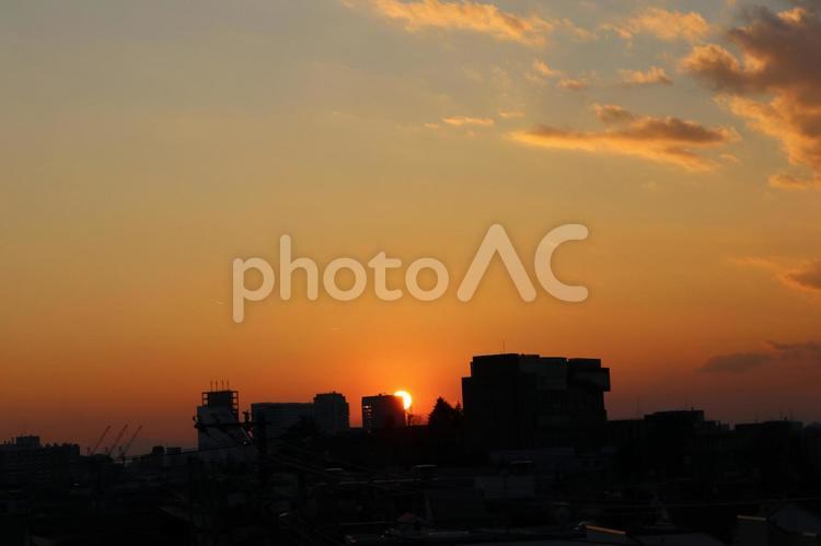 冬の夕日2 美しい,夕日,冬の写真素材