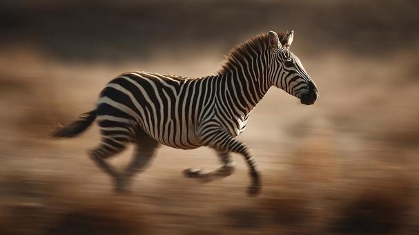 躍動感あふれるシマウマの瞬間の写真