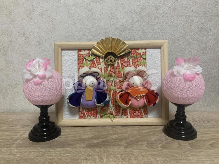 ちりめん細工のうさぎのお雛様 お雛様,三月三日,ちりめん細工の写真素材