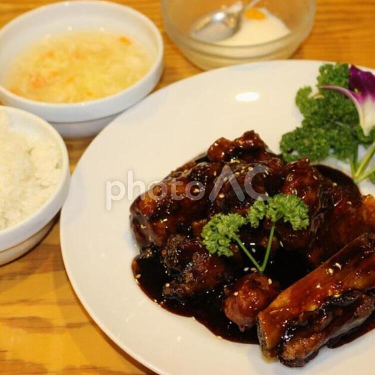 黒酢スペアリブ定食 定食,ランチ,黒酢の写真素材