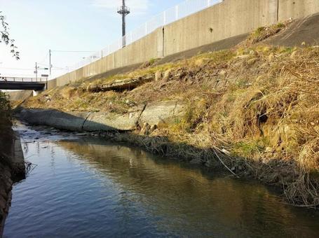 Photo, seawall, scour, erosion, 