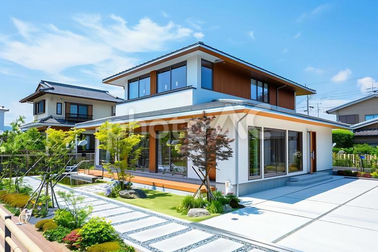 現代的な戸建て住宅 戸建て住宅,現代建築,住宅街の写真素材