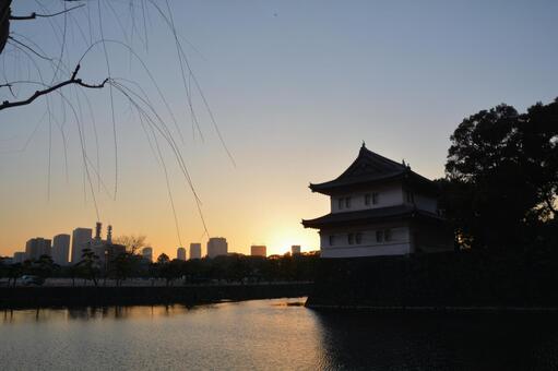 皇居の夕焼け 皇居の夕焼けの写真