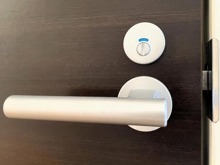 ドアのロック（空き）とレバーハンドル１２ ロック,ドア,空きの写真素材