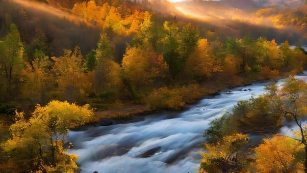 beautiful autumn sunrise, JPG beautiful autumn sunrise, autumn, chuan, nostalgic, JPG