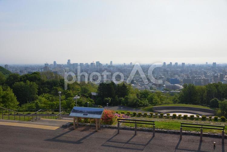 早朝の旭山記念公園 朝,早朝,旭山記念公園の写真素材