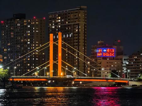隅田川　夜景 隅田川,夜,夜景の写真素材