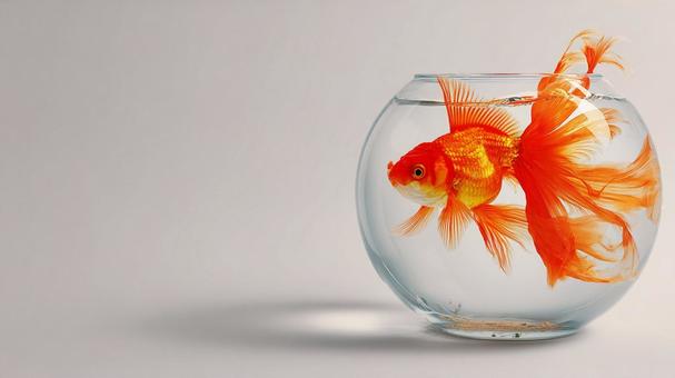 シンプルな背景に浮かぶ美しい金魚 シンプルな背景に浮かぶ美しい金魚の写真