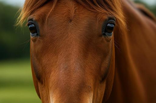 栗毛馬の顔アップ 栗毛馬の顔アップの写真