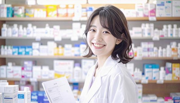 笑顔で働く薬剤師 笑顔で働く薬剤師の写真