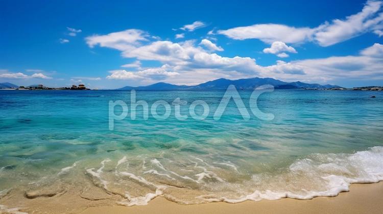 透き通る青い海と青空と水平線 透明,水平線,きれいの写真素材