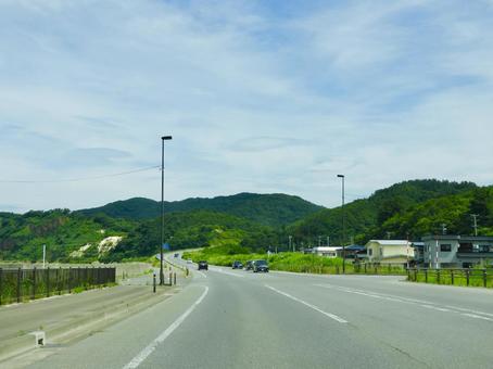 青森県平内町土屋の国道4号 国道,道路,幹線道路の写真素材