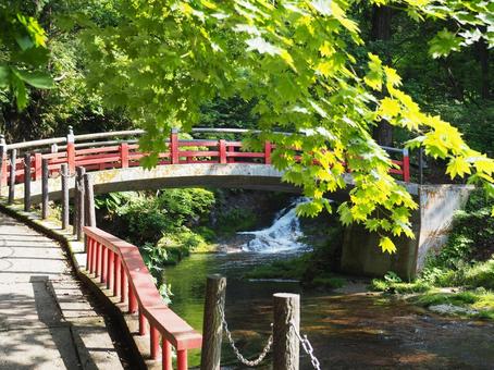 銀山温泉の洗心峡 洗心峡,銀山温泉,橋の写真素材