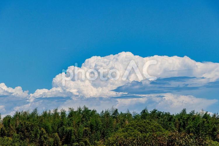 真夏の青空と白い雲 雲,風景,空の写真素材