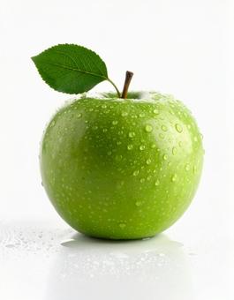 白い背景に青リンゴの写真