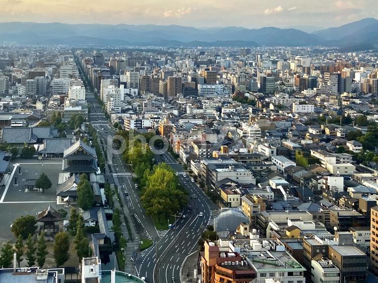 上から見た京都の町並み 京都,町並み,街並みの写真素材