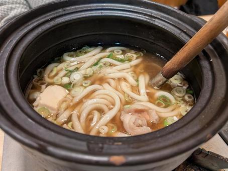 Photo, pot, udon, squeeze of the pot, 