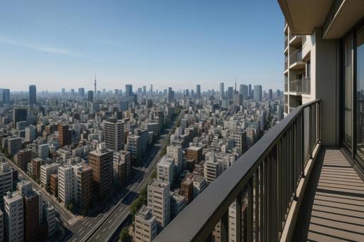 タワマン上層階からの眺望 タワマン上層階からの眺望の写真