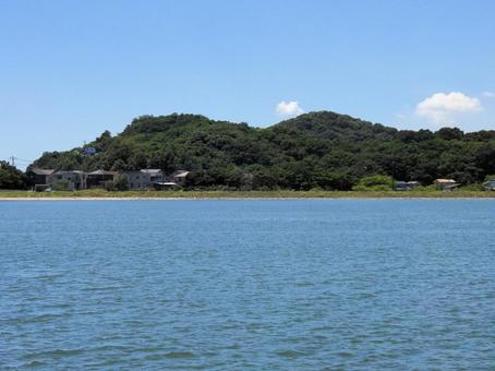笠岡市　海の風景 岡山県,十一番町緑道,笠岡市伏越港の写真素材