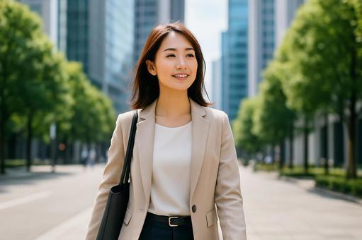 通勤中の女性会社員 通勤中の女性会社員の写真