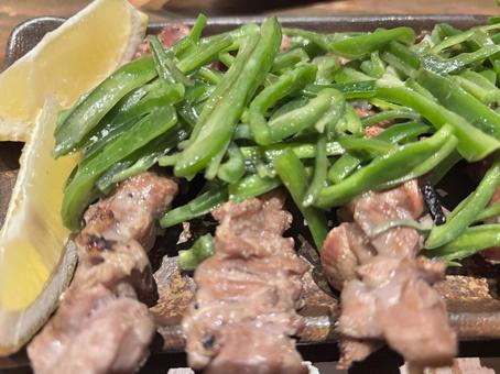 肉とピーマン 野菜,肉,焼肉の写真素材