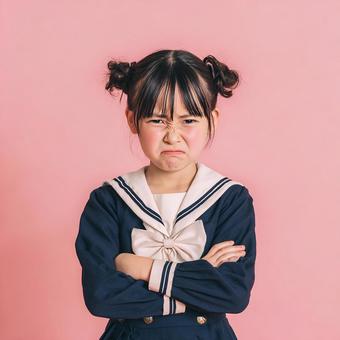 不機嫌な日本人の女の子 不機嫌な日本人の女の子の写真